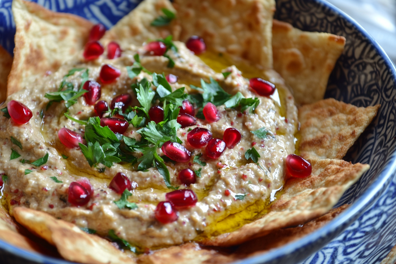 Baba Ganoush on Pita Chips