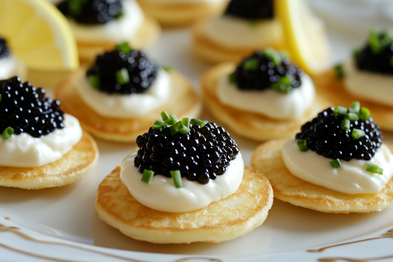 Beluga Caviar Blini with Lemon Crème Fraîche