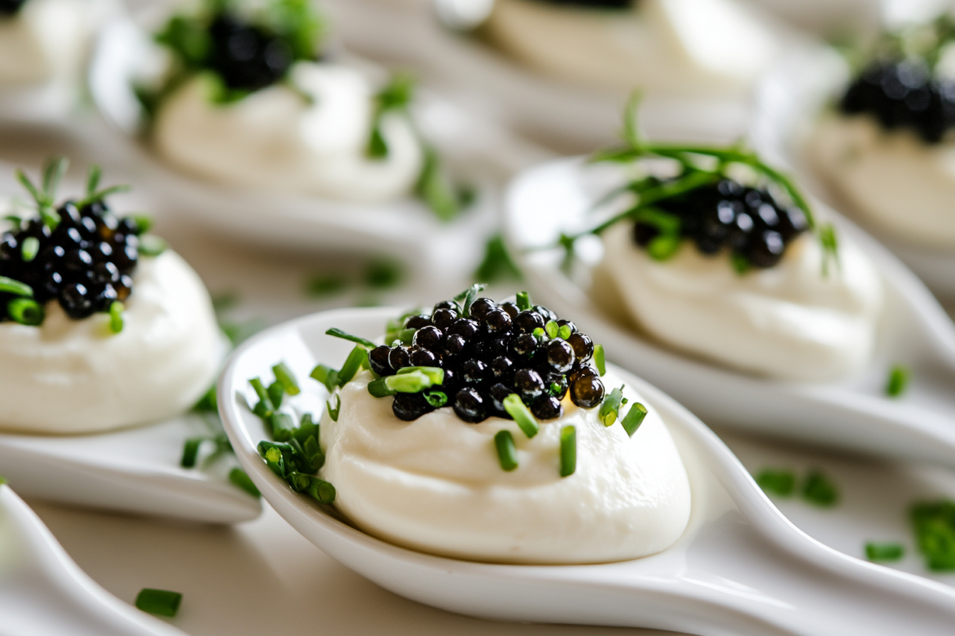 Caviar Spoons with Whipped Goat Cheese