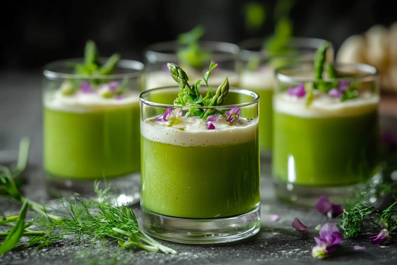 Foamed Asparagus Soup with Garlic Espuma