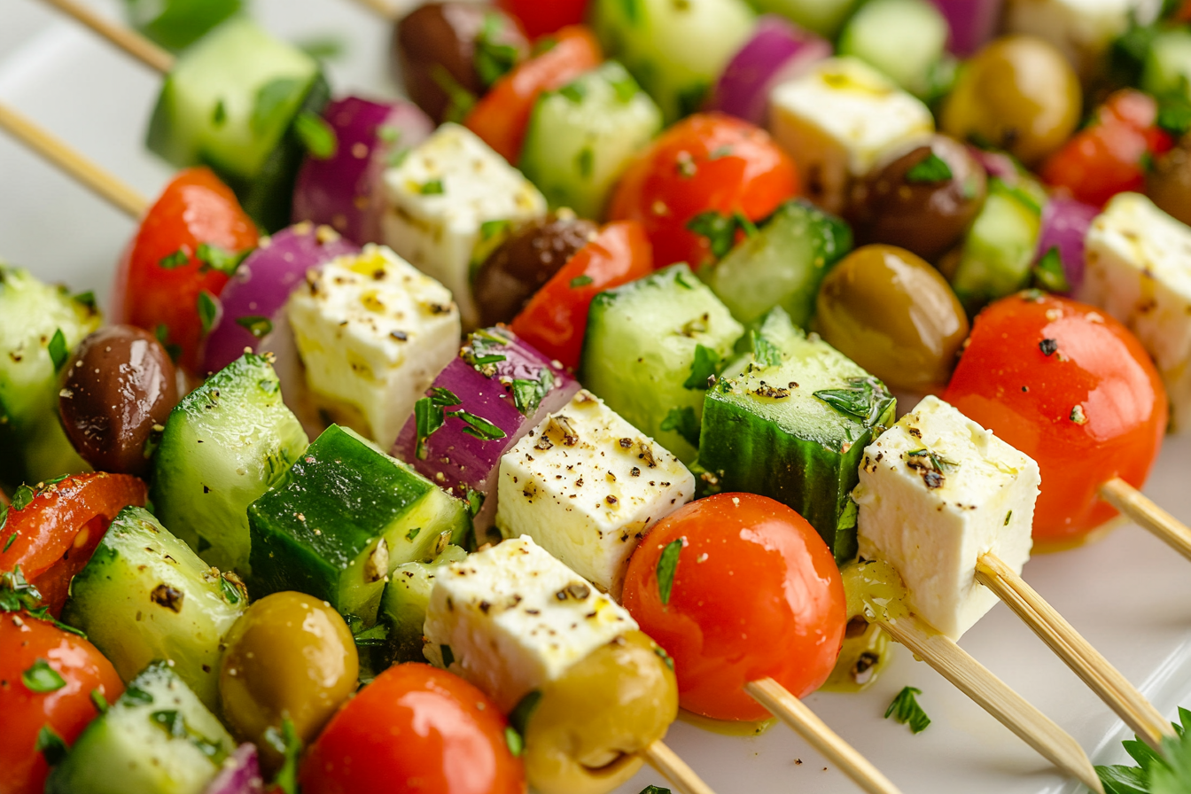 Greek Salad Mini Skewers with Feta