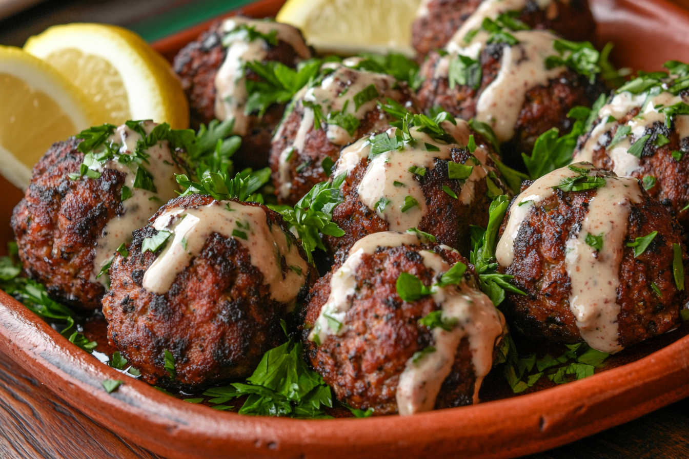 Harissa-Spiced Lamb Meatballs with Tahini Drizzle