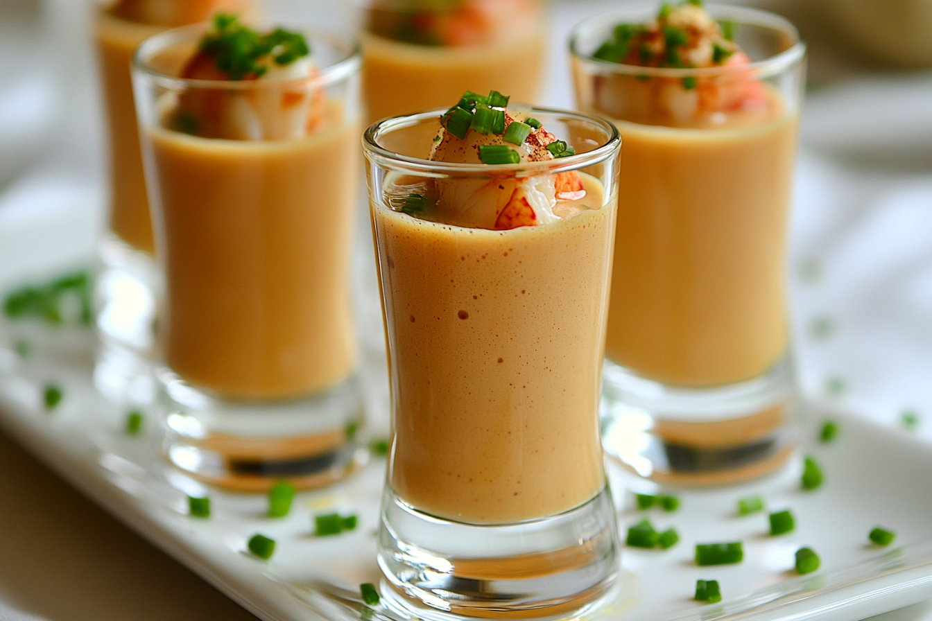 Lobster Bisque Shooters with a Touch of Brandy