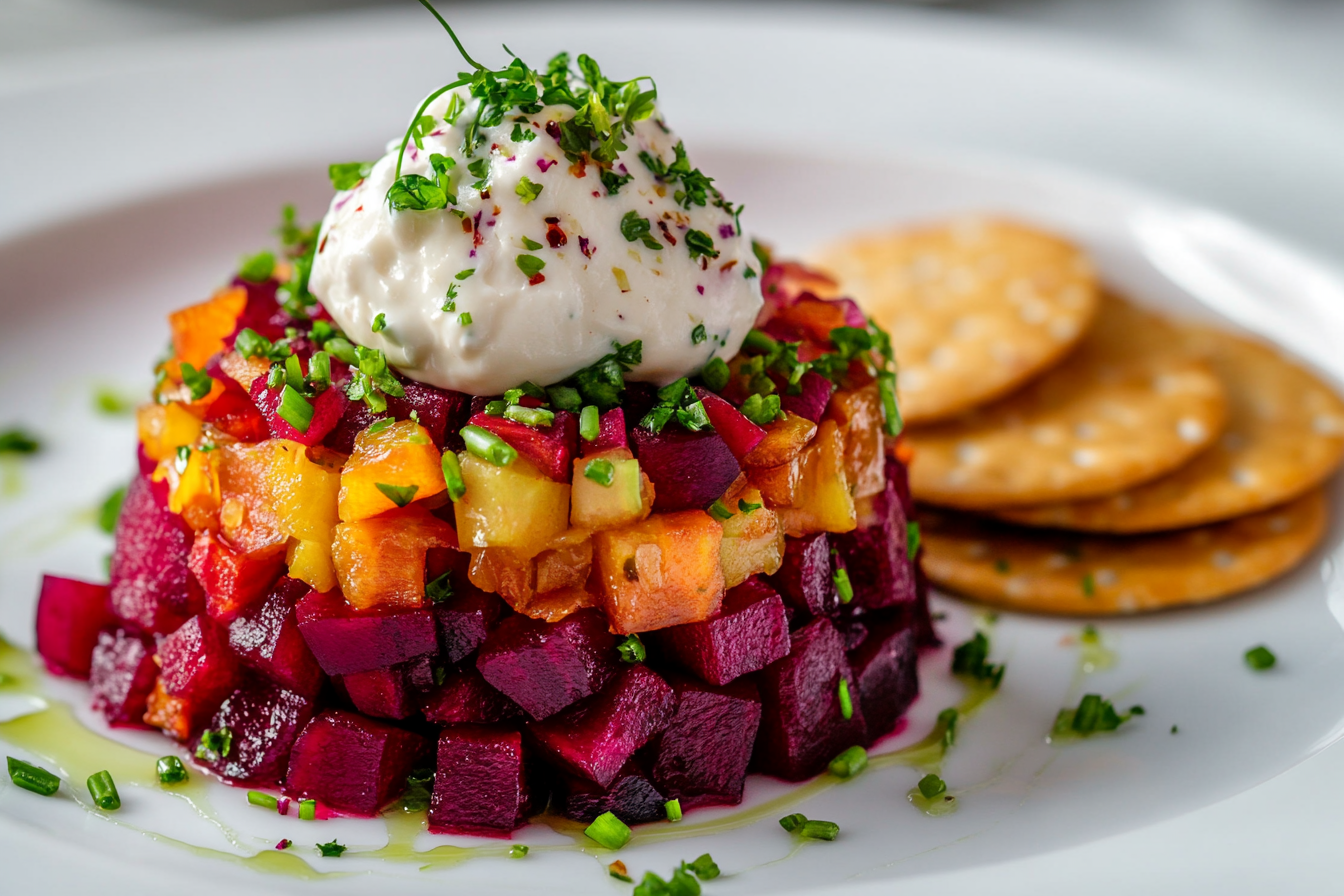 Roasted Beet Tartare with Horseradish Cream