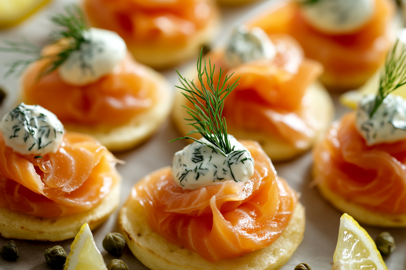 Smoked Salmon and Dill Cream Blinis