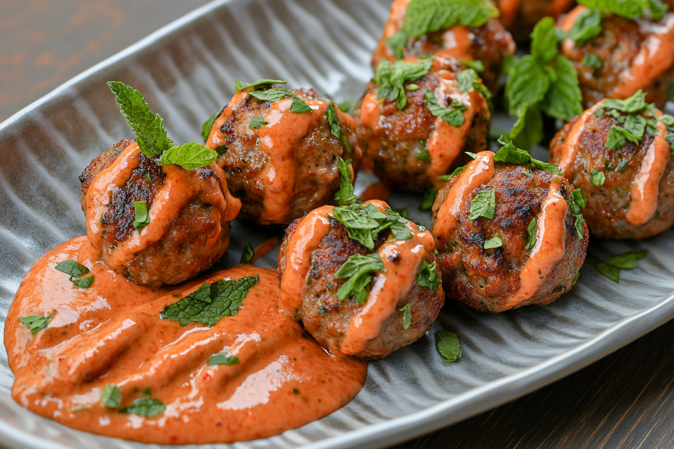 Spiced Lamb Meatballs with Harissa Yogurt