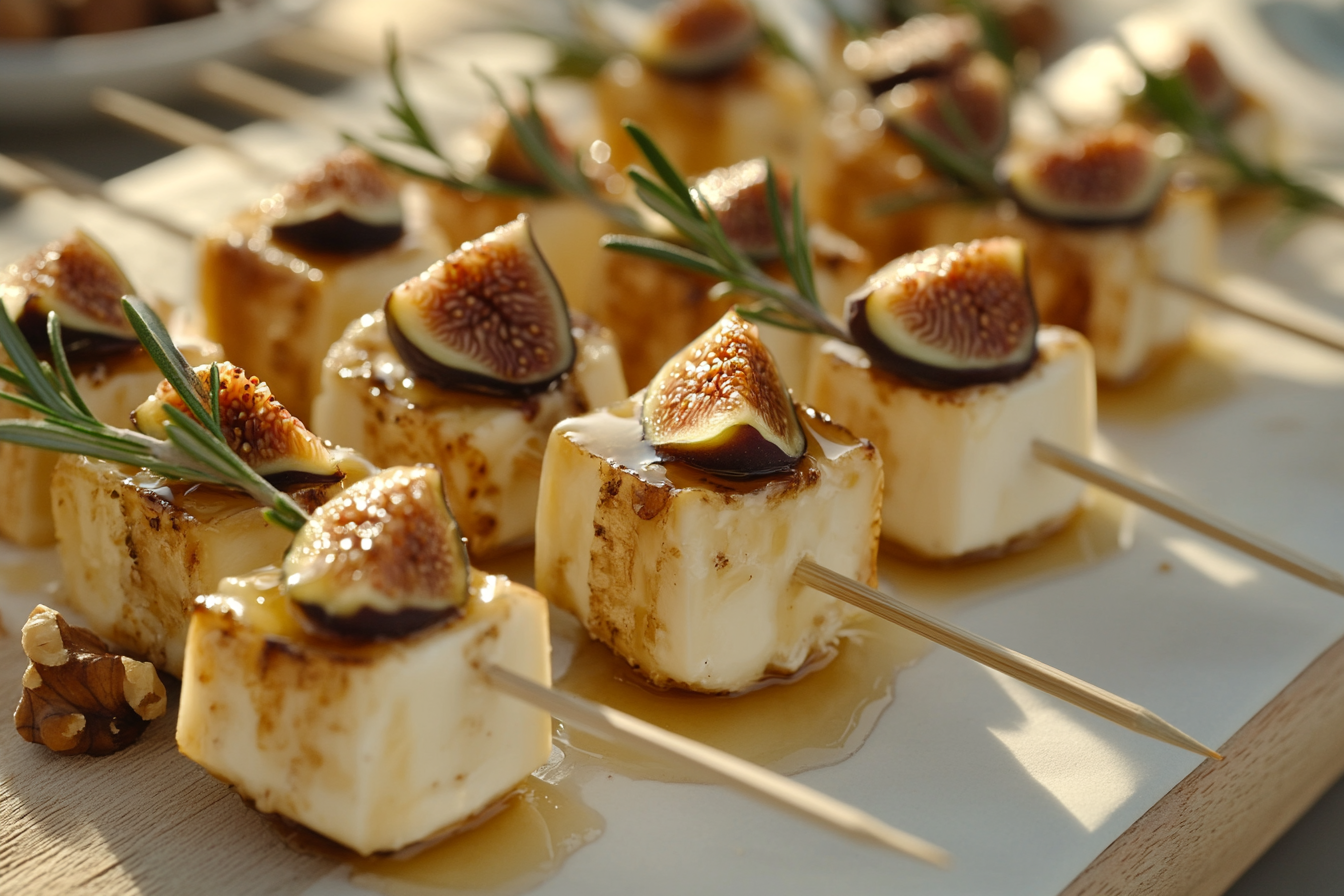 Brie, Fig, and Walnut Skewers