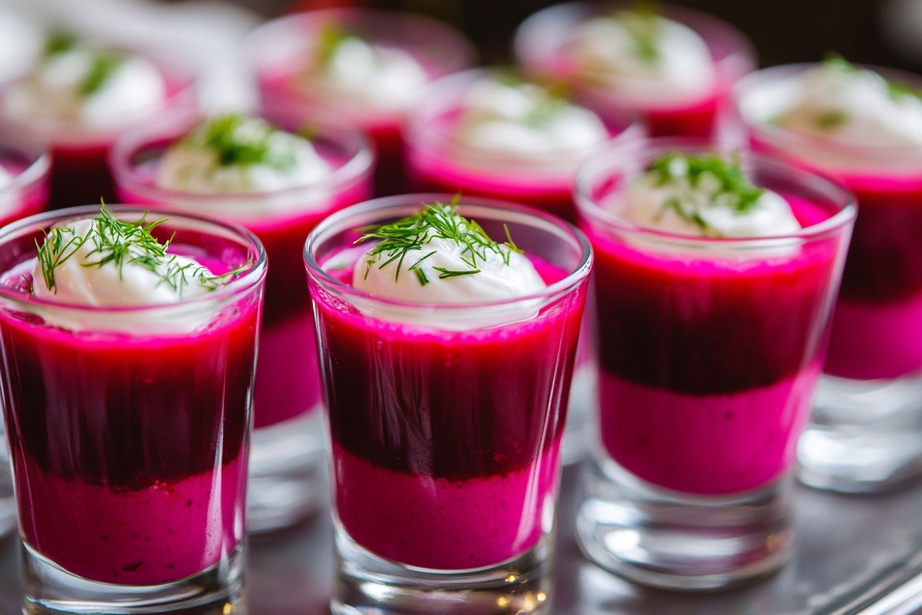 Chilled Beetroot Soup with Greek Yogurt Swirl