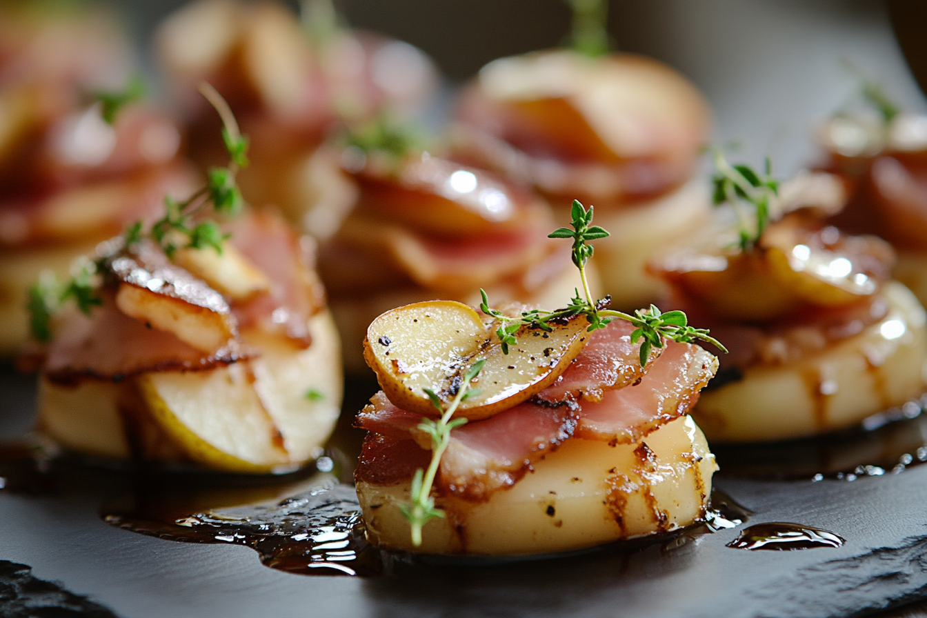 Crispy Pancetta with Pear and Gorgonzola