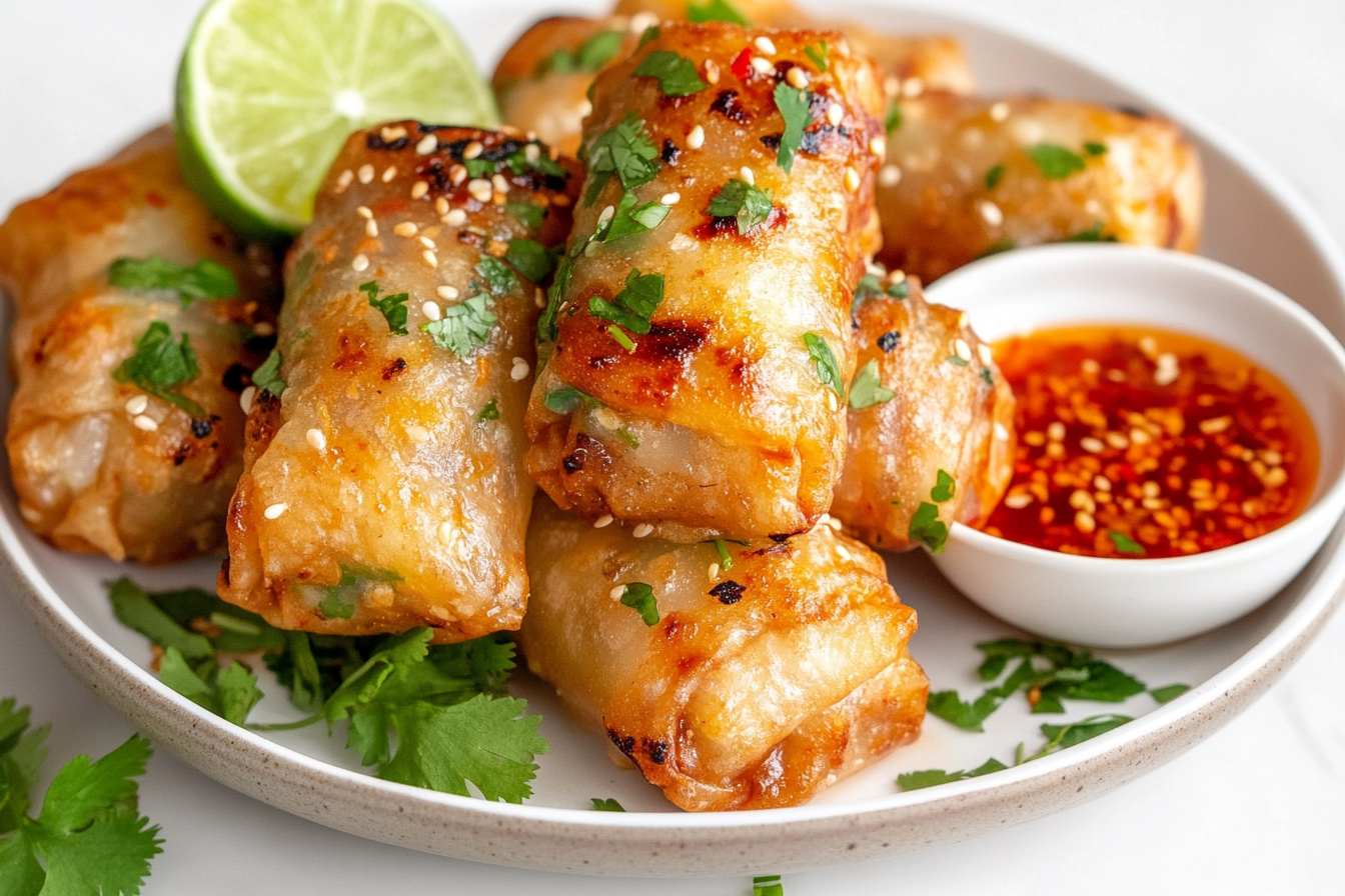 Crispy Rice Paper Rolls with Sweet Chili Sauce