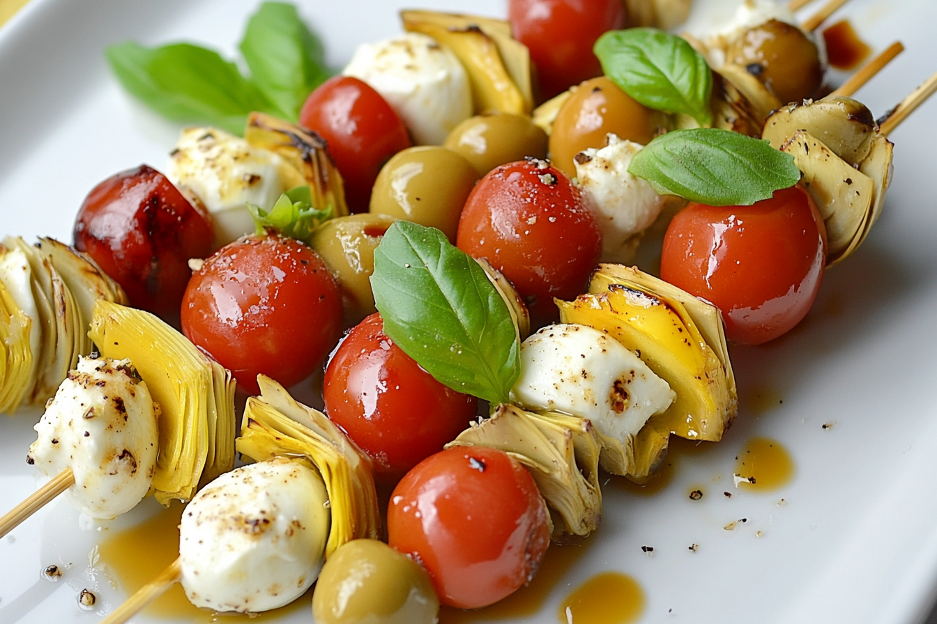 Marinated Artichoke and Olive Skewers