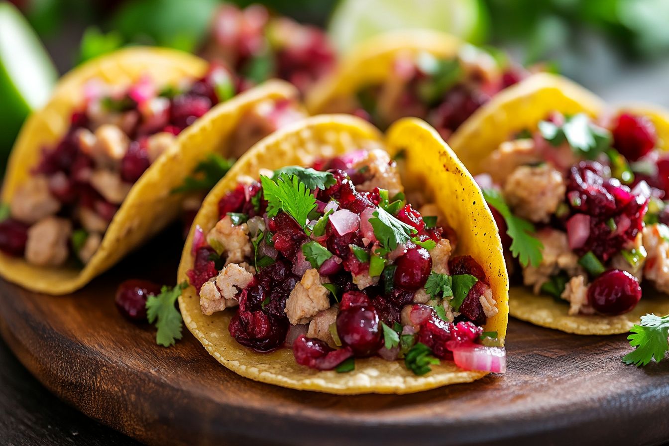 Mini Turkey Tacos with Cranberry Salsa