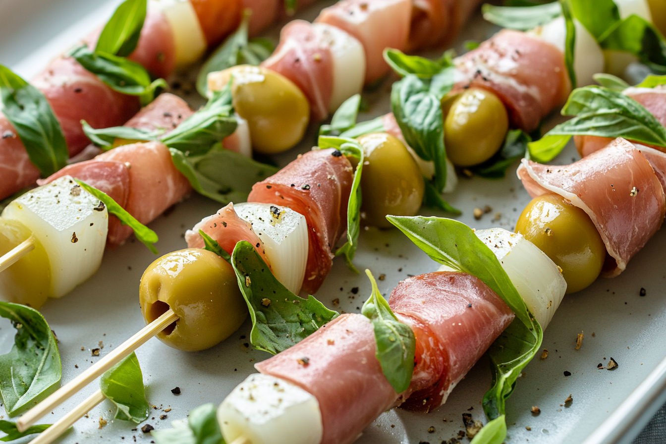 Mortadella and Pickled Onion Skewers