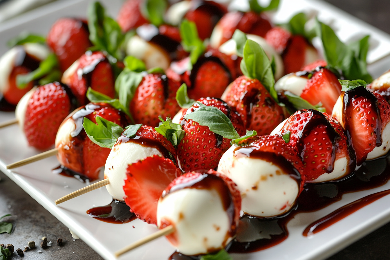 Mozzarella and Strawberry Caprese Bites