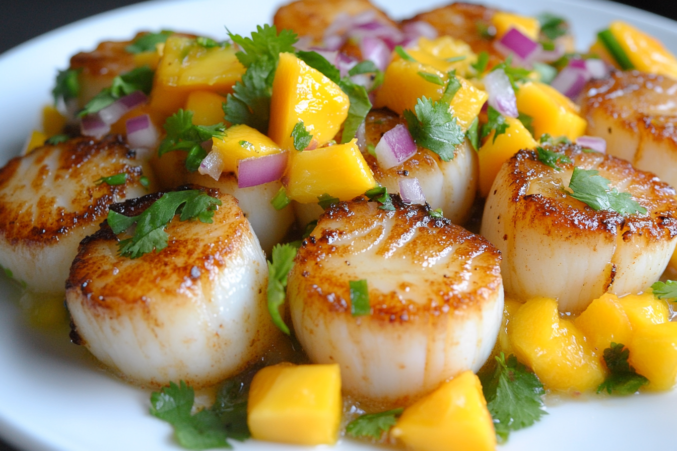 Seared Scallop Bites with Mango Salsa