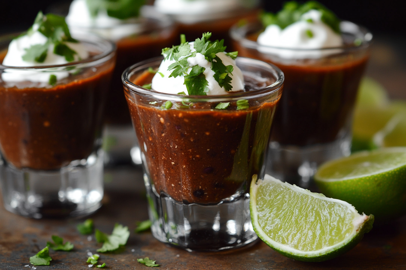 Spicy Black Bean Soup with Lime Sour Cream Topper