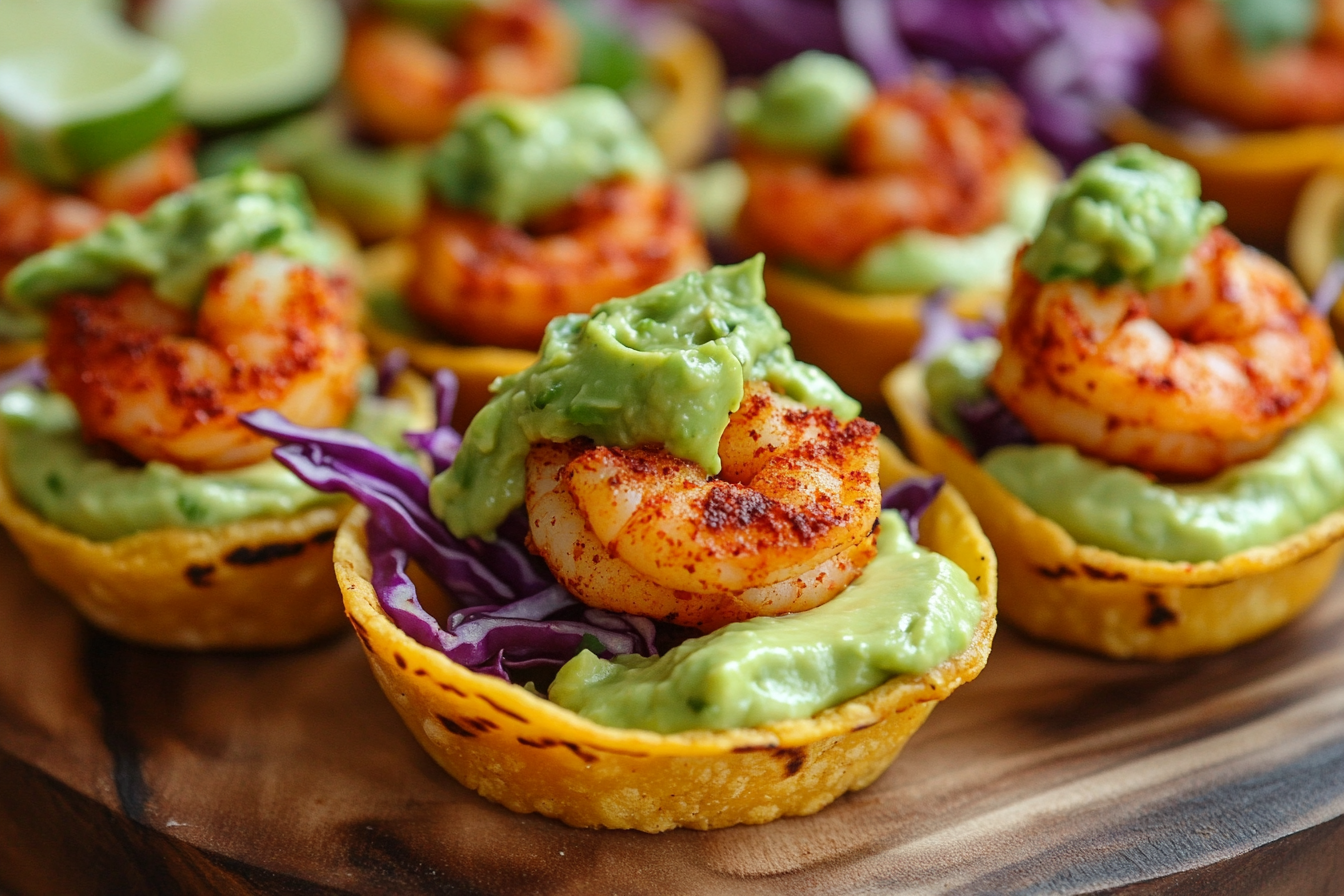 Spicy Shrimp Mini Tacos with Avocado Crema