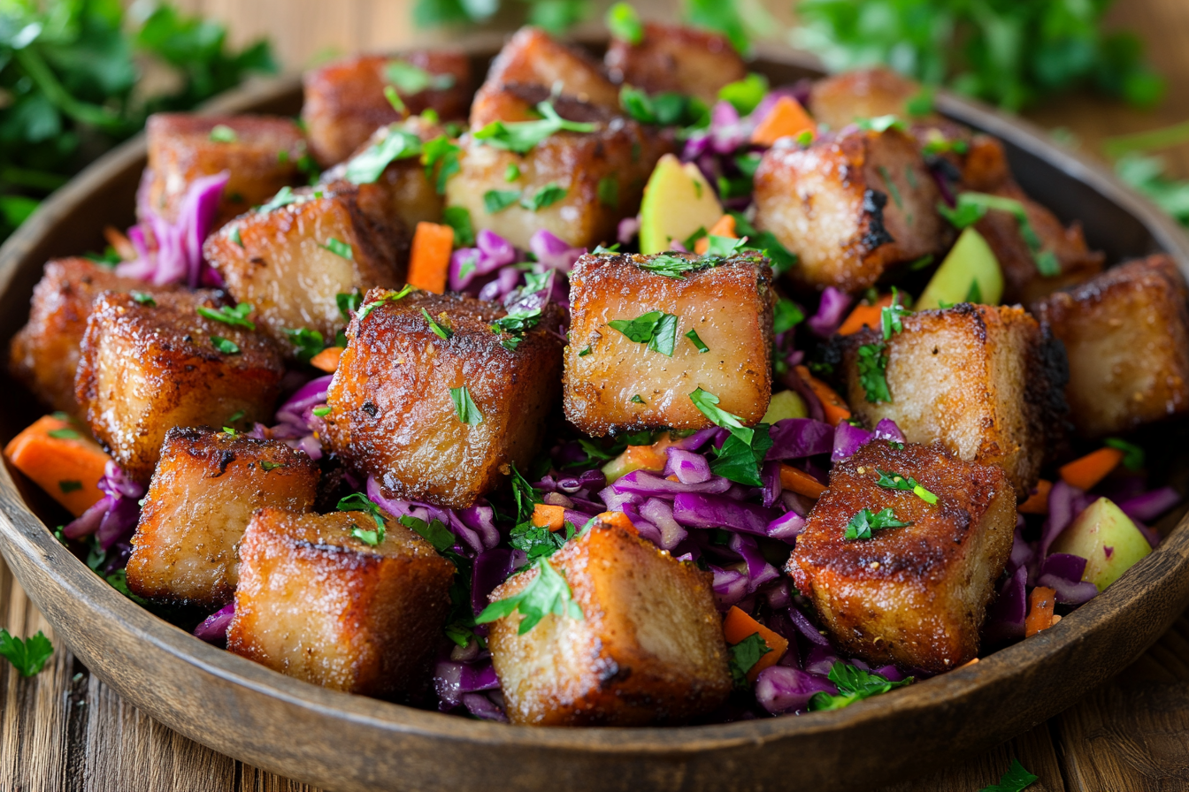 Crispy Pork Belly Bites with Apple Slaw