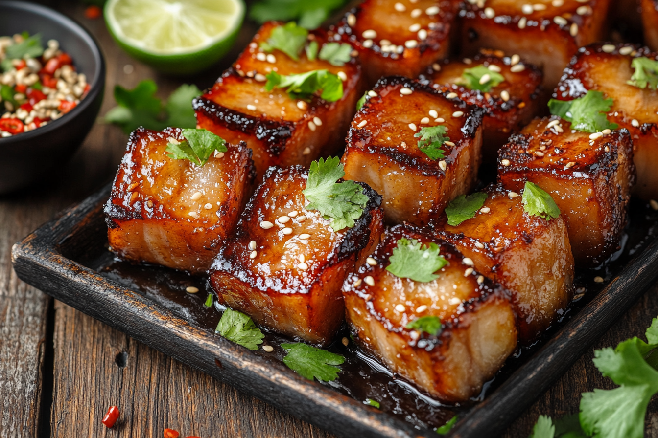 Crispy Pork Belly Bites with Chili Honey Glaze