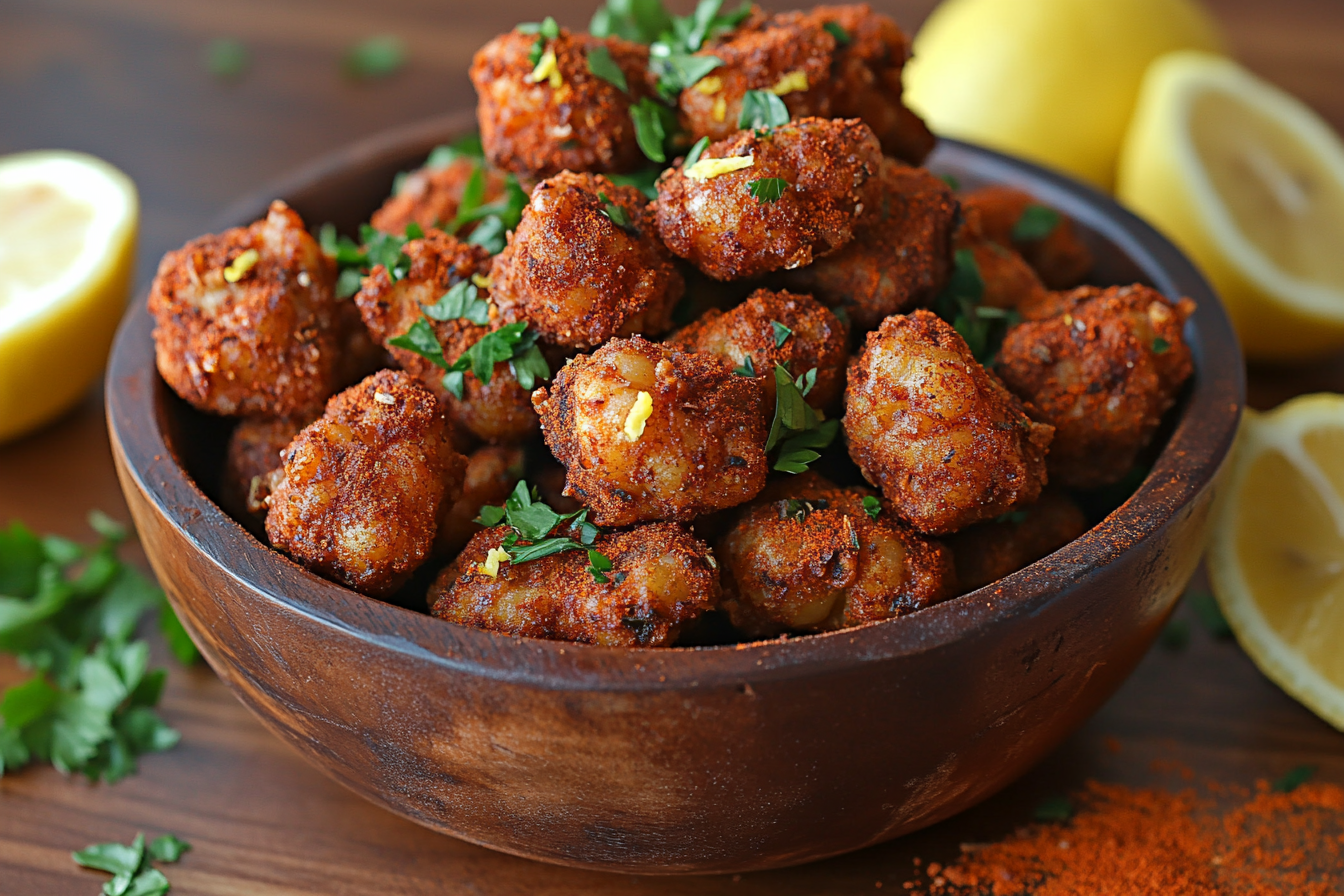 Crispy Spicy Chickpea Bites with Lemon Zest