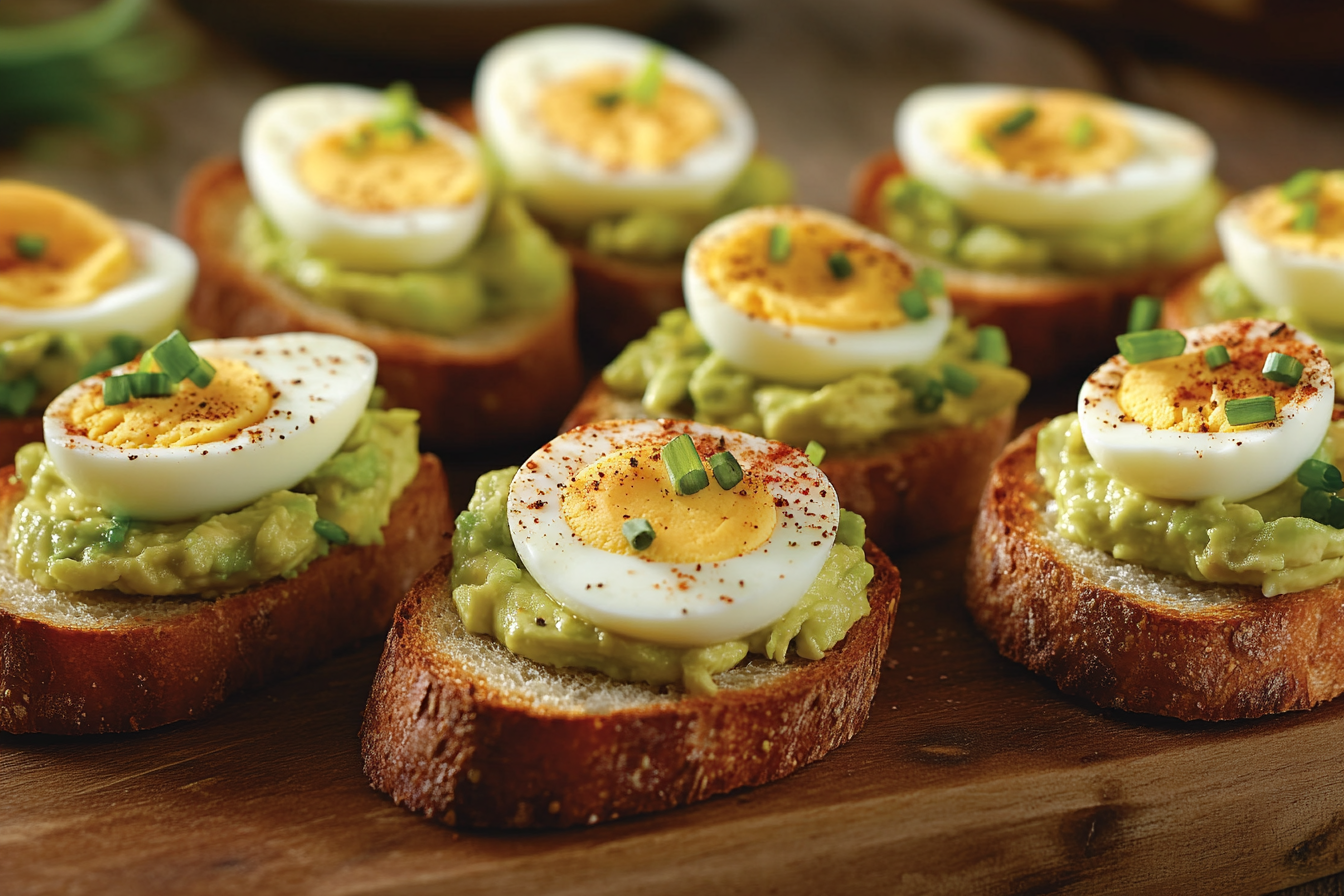 Egg Crostini with Avocado and Chive