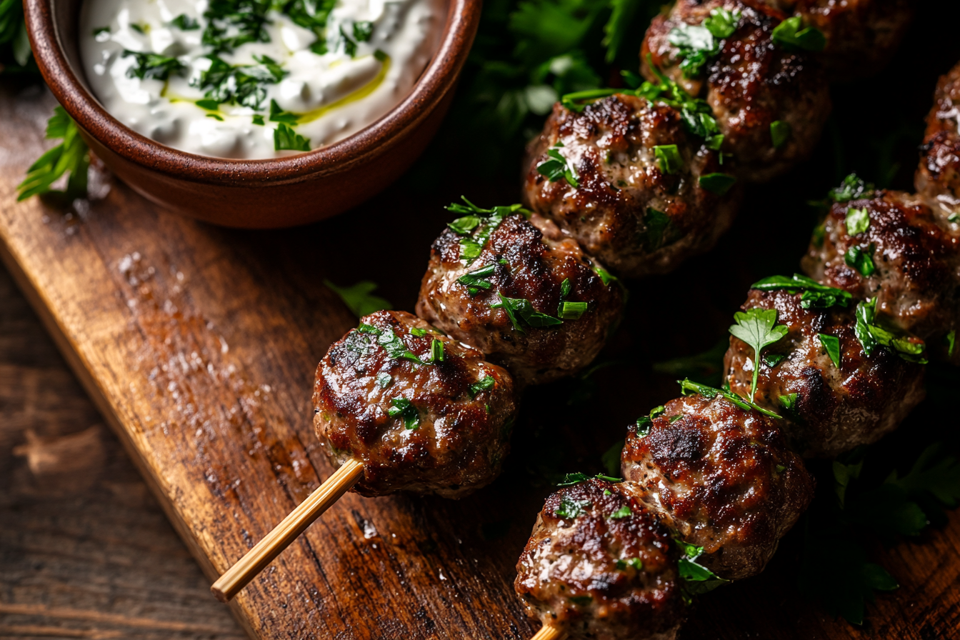 Lamb Kofta and Yogurt Sauce Skewers