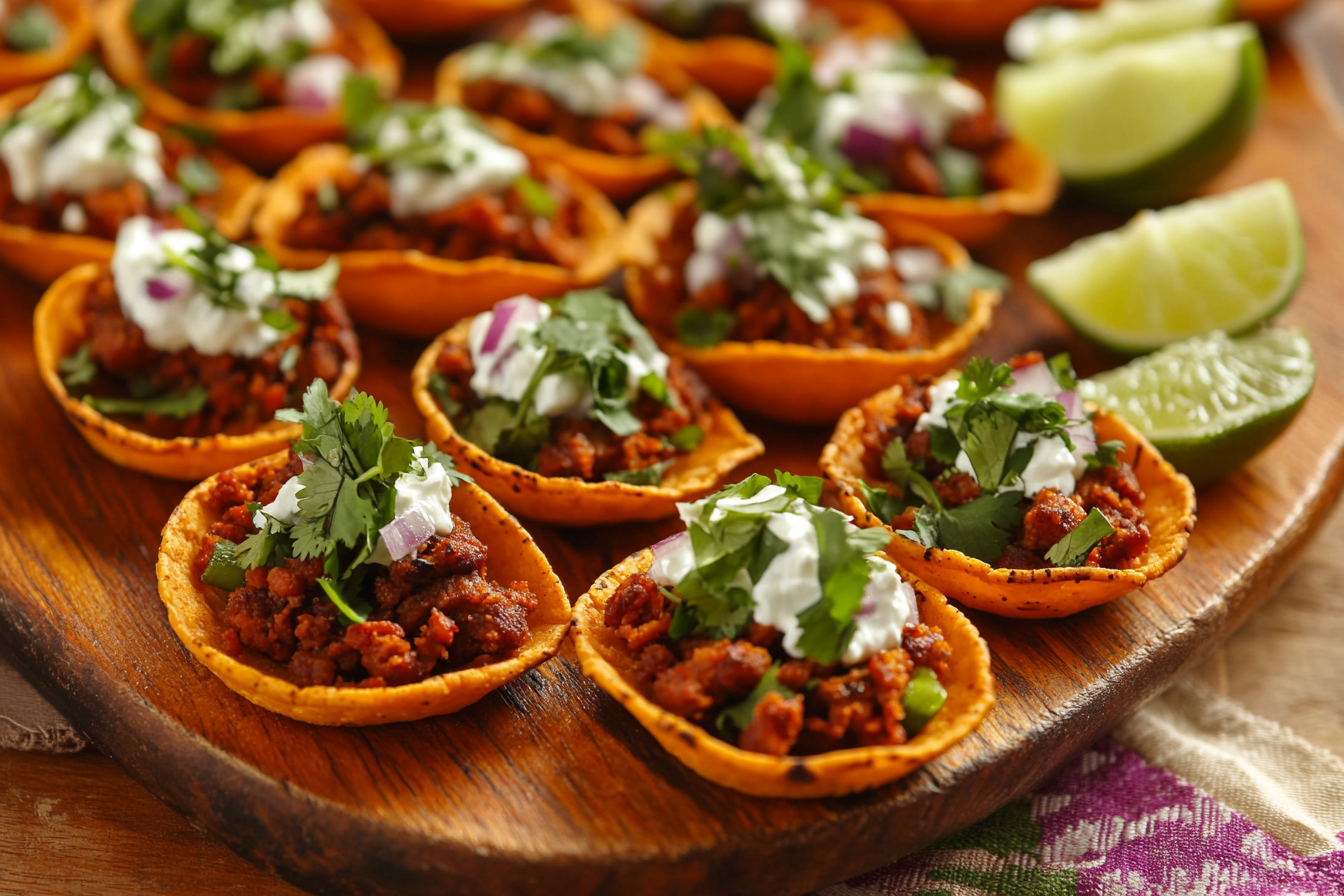 Mini Chorizo Tacos with Queso Fresco and Cilantro