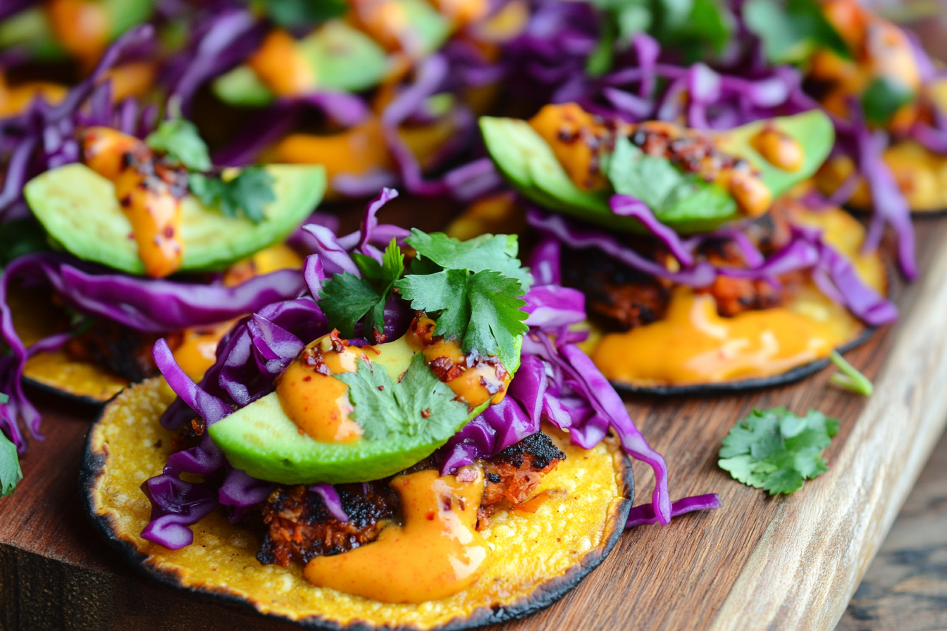 Mini Jackfruit Tacos with Spicy Mango Sauce