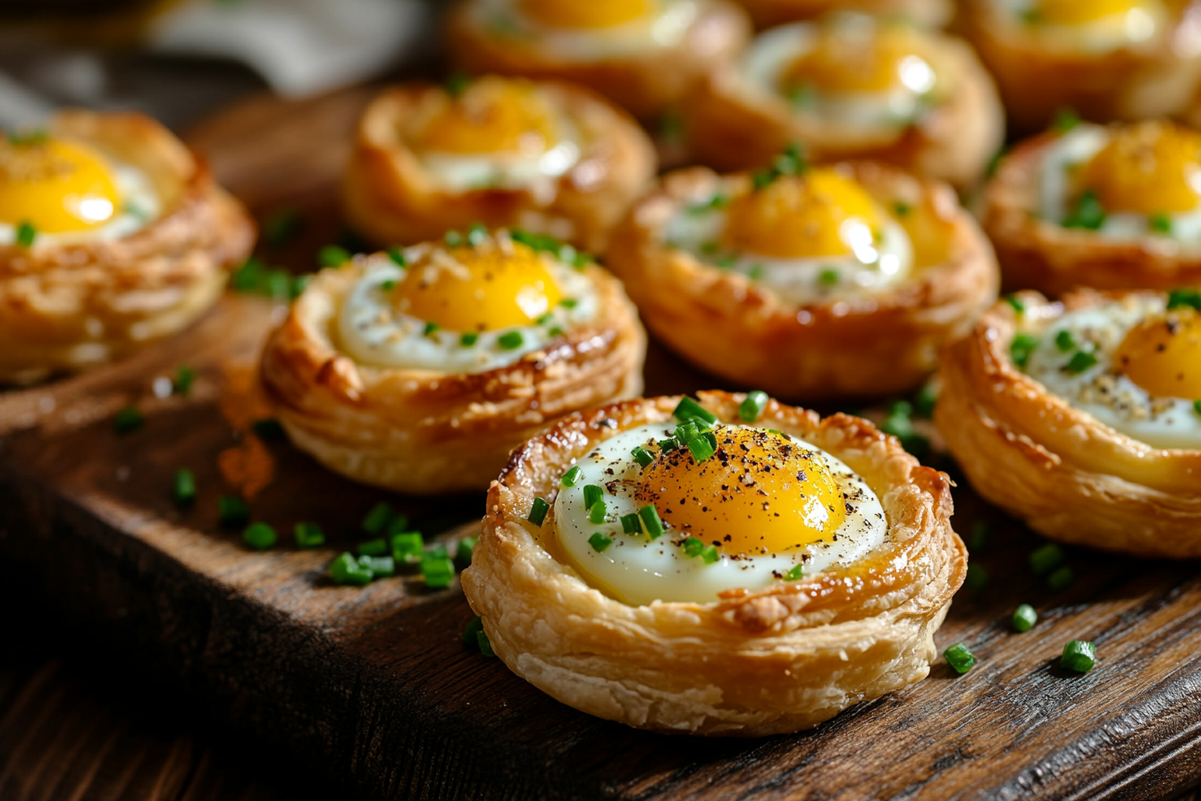 Mini Puff Pastry Quail Eggs with Truffle Oil