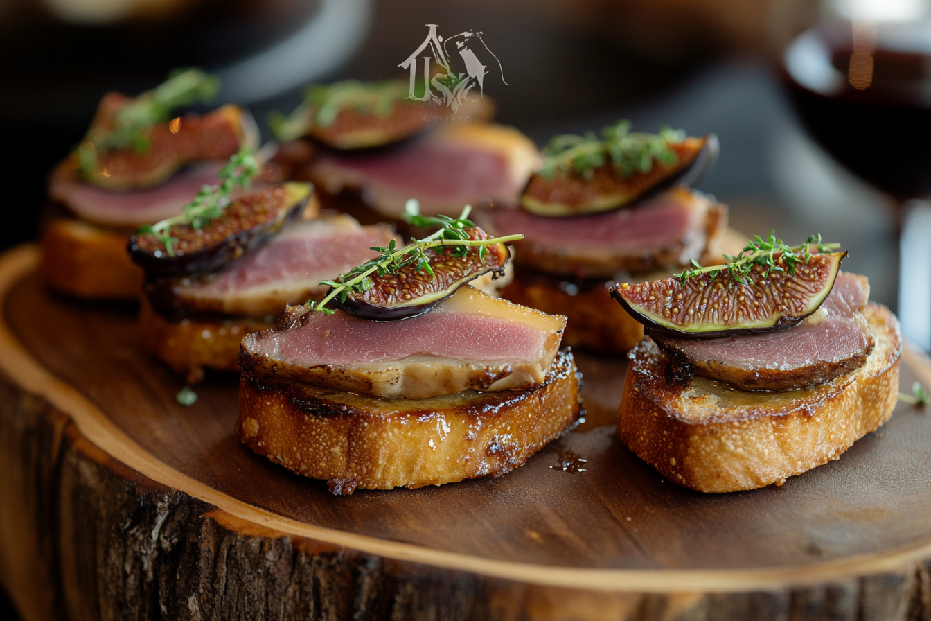 Mini Smoked Duck and Fig Toasts