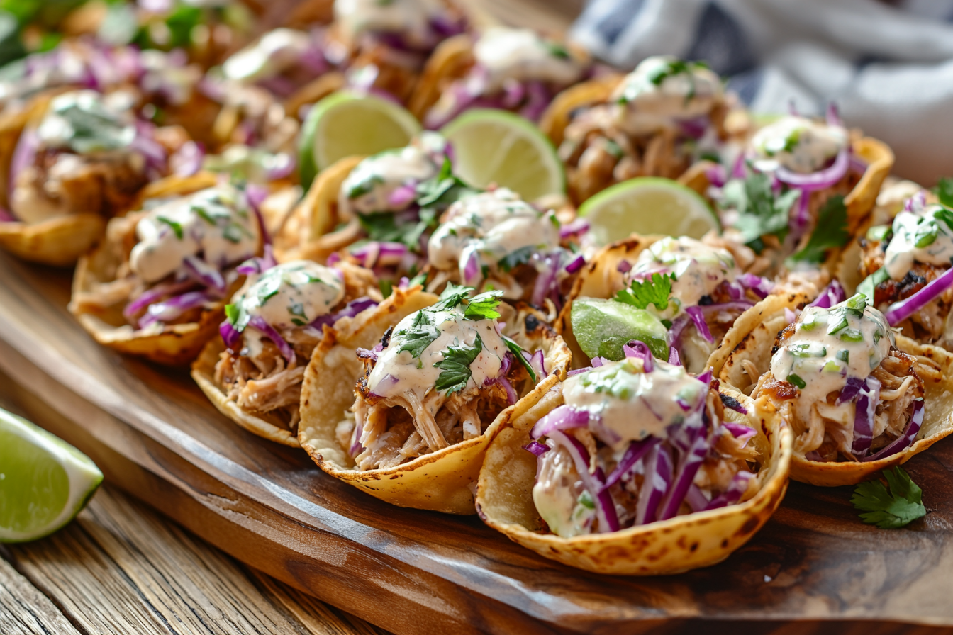 Pulled Pork Mini Tacos with Jalapeño Cream Sauce