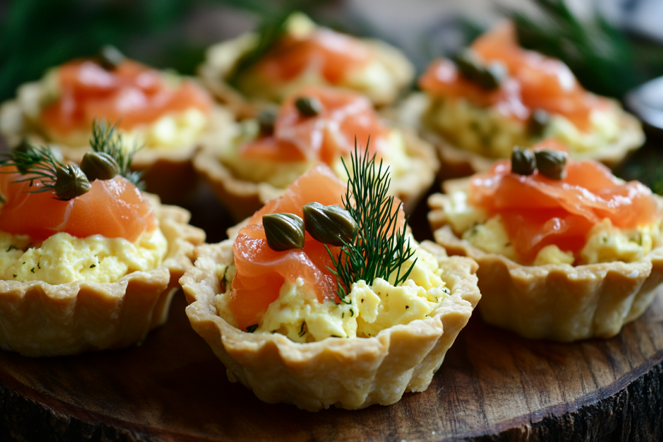 Smoked Salmon and Dill Scrambled Egg Tartlets