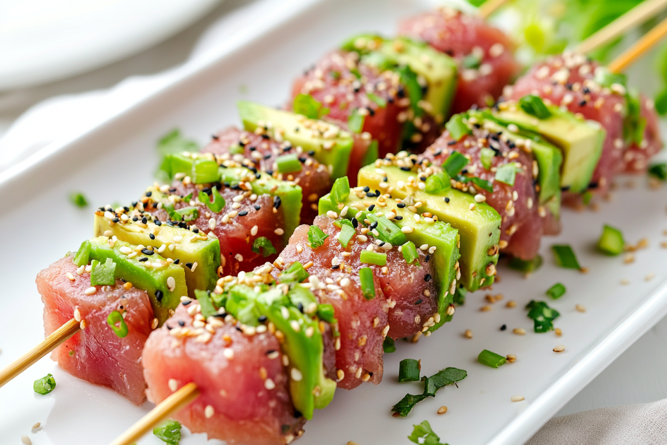 Tuna Tartare and Avocado Skewers