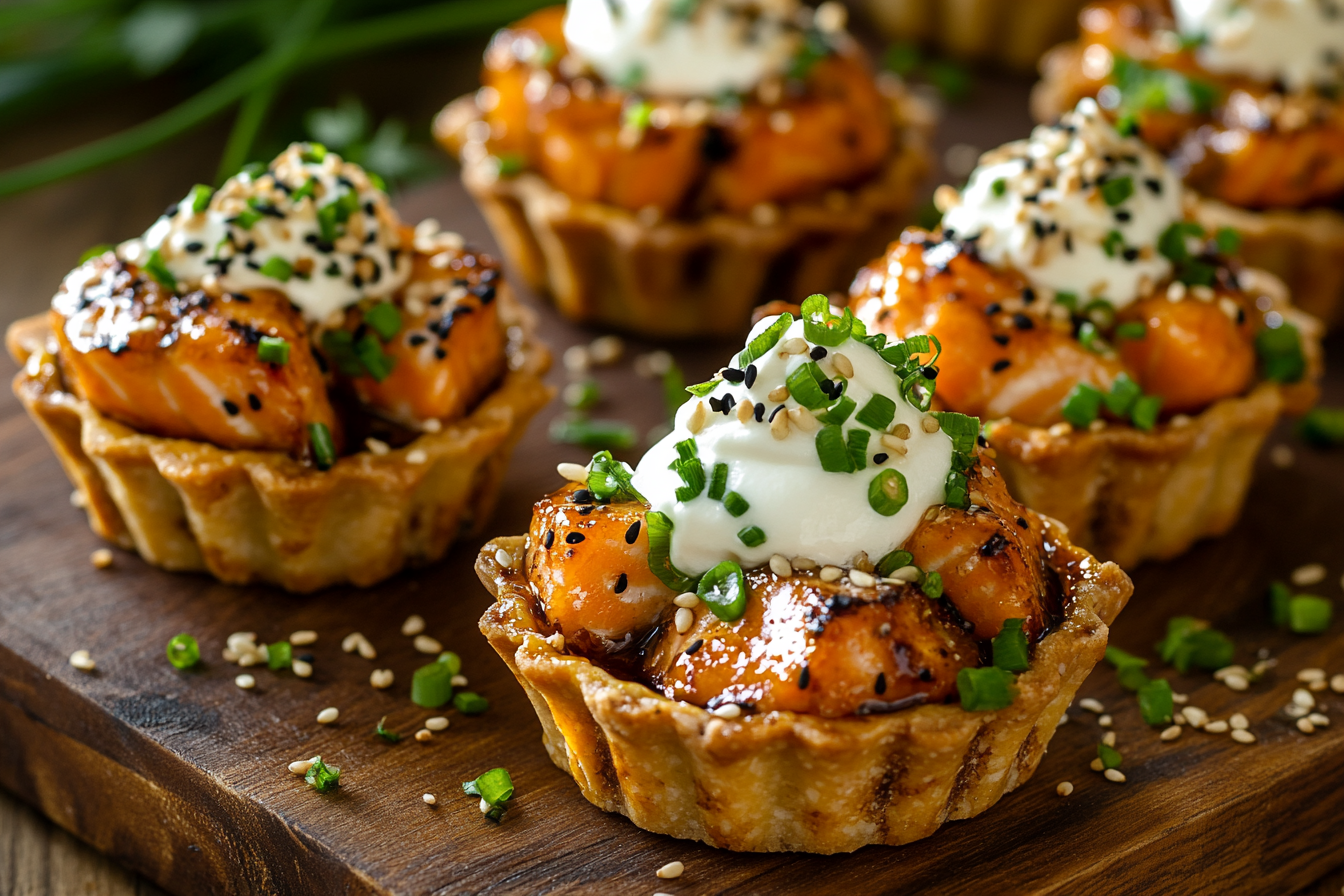 Miso Glazed Salmon Tartlets